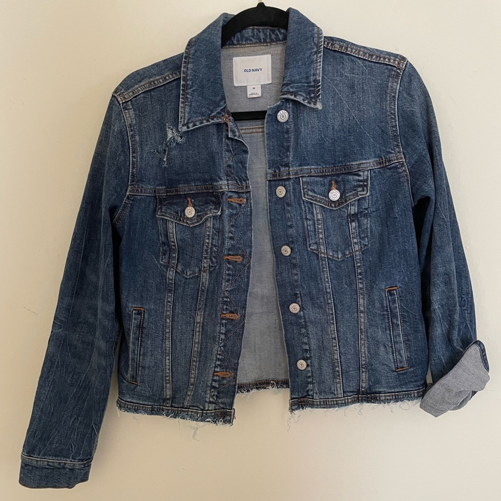 Raw hem denim jacket
